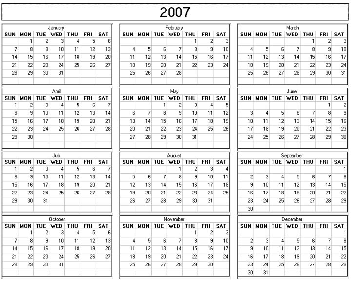 printable calendar scheduling software year 2007 calander